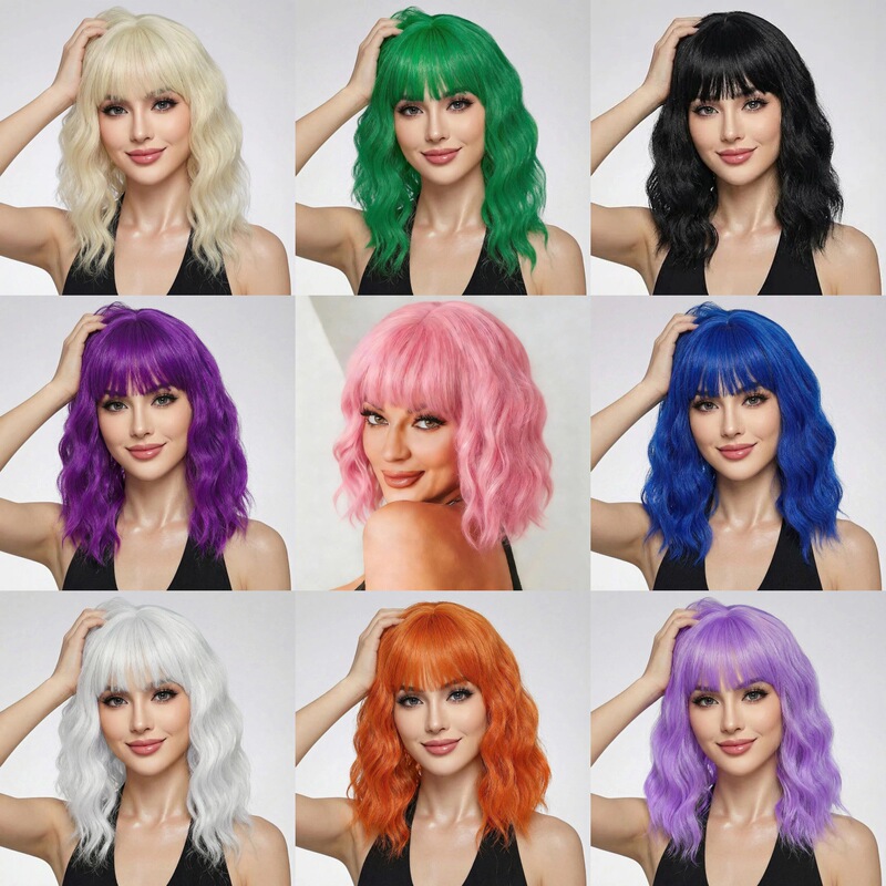 Popular foreign trade short curly hair European and American style Halloween short wig for women, full head synthetic wig, factory wholesale