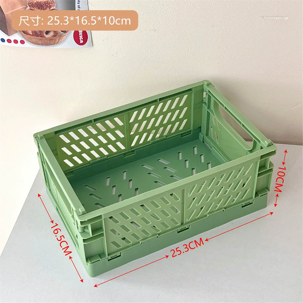 Foldable plastic storage box, Korean INS style, compact 18×17×2.3 cm, multi-compartment
