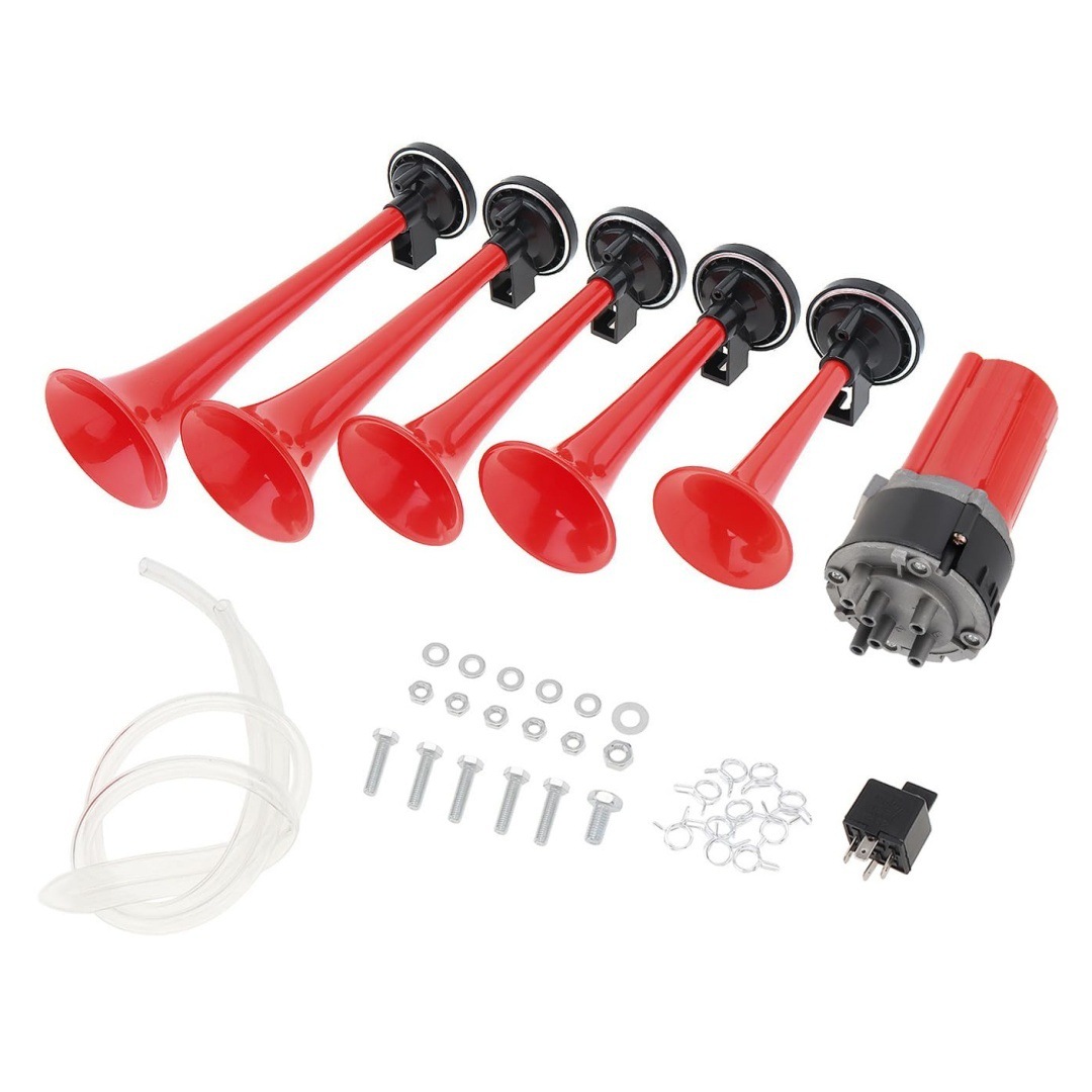 Cross-Border Off-Road Vehicle Motorcycle Modified Vehicle Electric Self-Contained Air Pump 5-Tube Jazz Music 12-Volt Air Horn