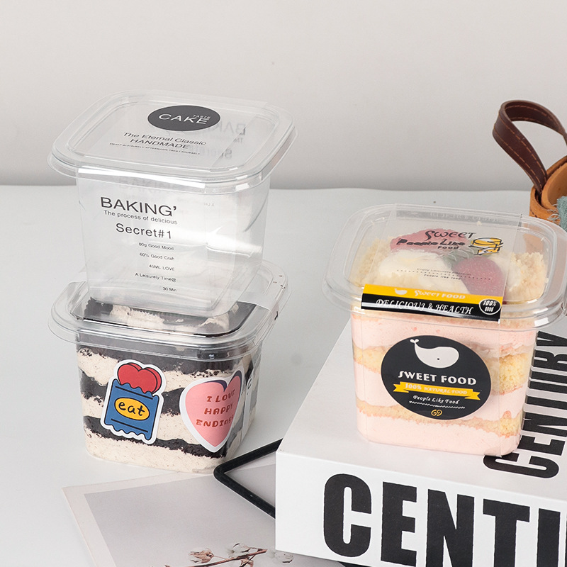 千层蛋糕豆乳盒慕斯杯木糠杯380ml糕点西点吸塑透明一次性包装盒