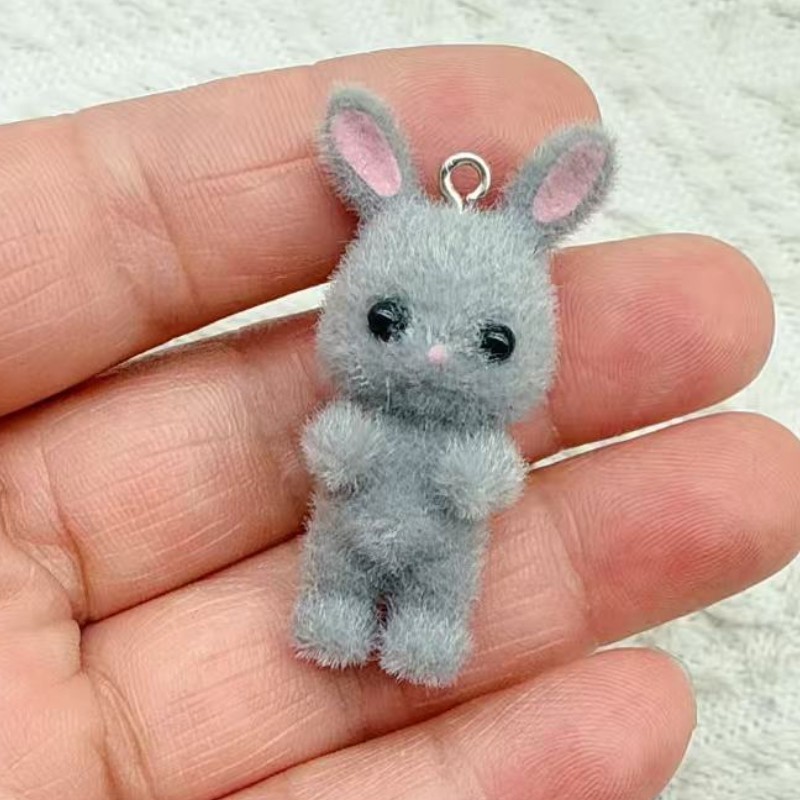 クロスボーダー樹脂動物植毛ウサギ人形キーホルダーアクセサリー DIY 人気のペンダントギフト在庫あり|undefined