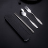 Handheld set stainless steel, tableware, fork, spoon, chopsticks, 3 piece set, Chinese style, increased thickness, Birthday gift, wholesale