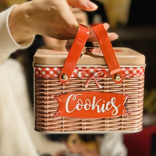 New tin large handle box cookie tin box cookie box high-end wedding gift candy gift jar