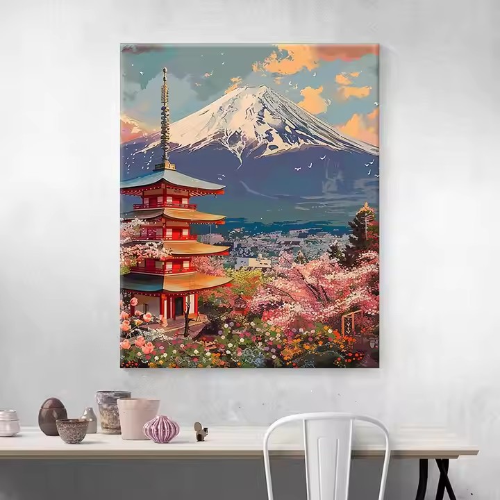Pintura al óleo digital DIY paisaje floral pintada a mano pintada al óleo pintada decoración de la sala de estar pintada colgante de alta calidad pintura descomprimida image 26