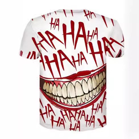 Cross-border European and American New Arrival 2024 Fashion Summer 3D HAHAHA American-style Streetwear Men's Short-sleeved T-shirt