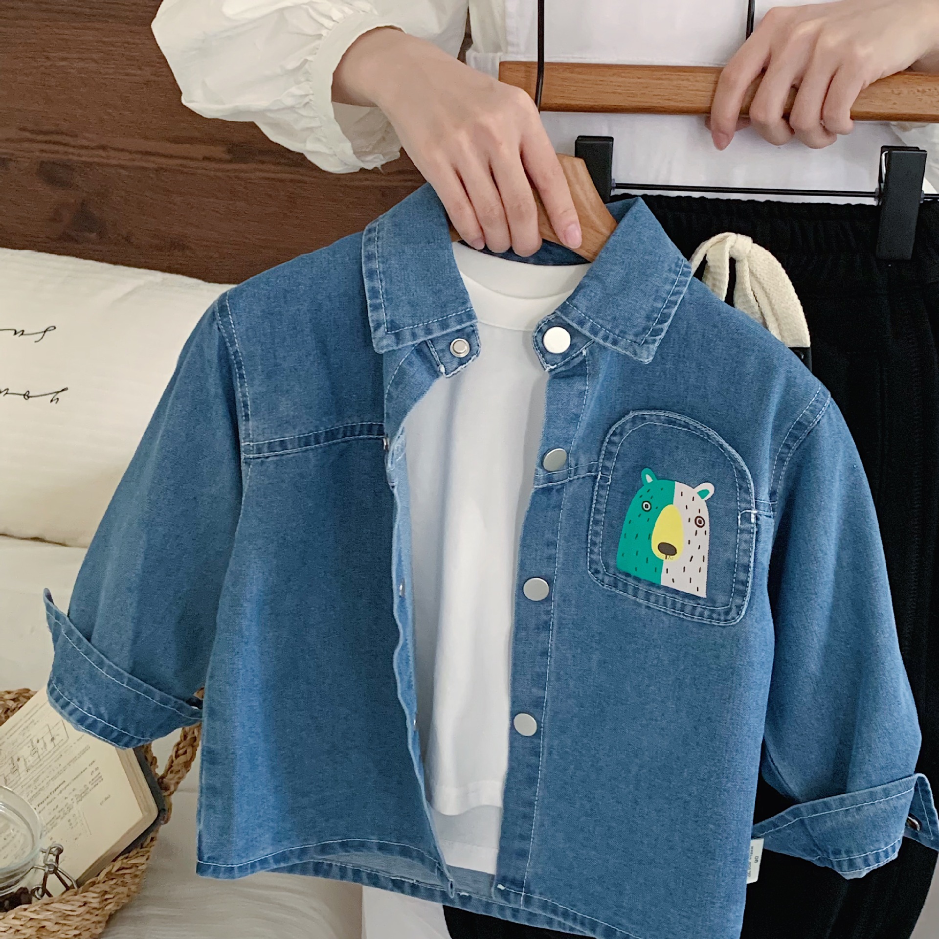 Denim per ragazzi 2024 nuovo stile fresco e alla moda, abbigliamento autunnale, capispalla per bambini, maglietta a maniche lunghe alla moda_voghion.com