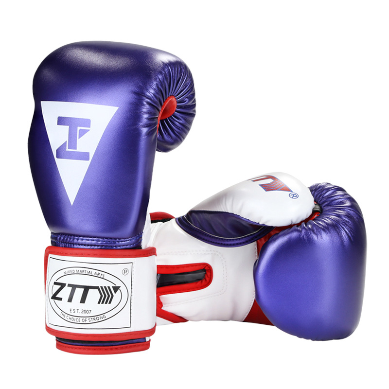 Guantes de boxeo ZTTY al por mayor nuevos guantes de boxeo PU gruesos de cuero brillante, competencia de entrenamiento para adultos y niños, guantes de boxeo, guardias de lucha