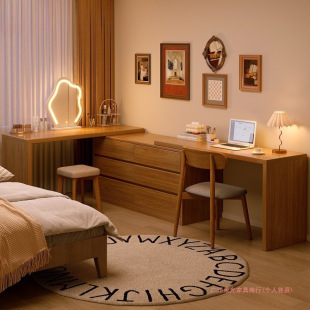 Solid Wood Dressing Table Computer Desk Ecological Board Bedroom Floor-Standing Cupboard Dressing Table Integrated Corner Mobile Dressing Table