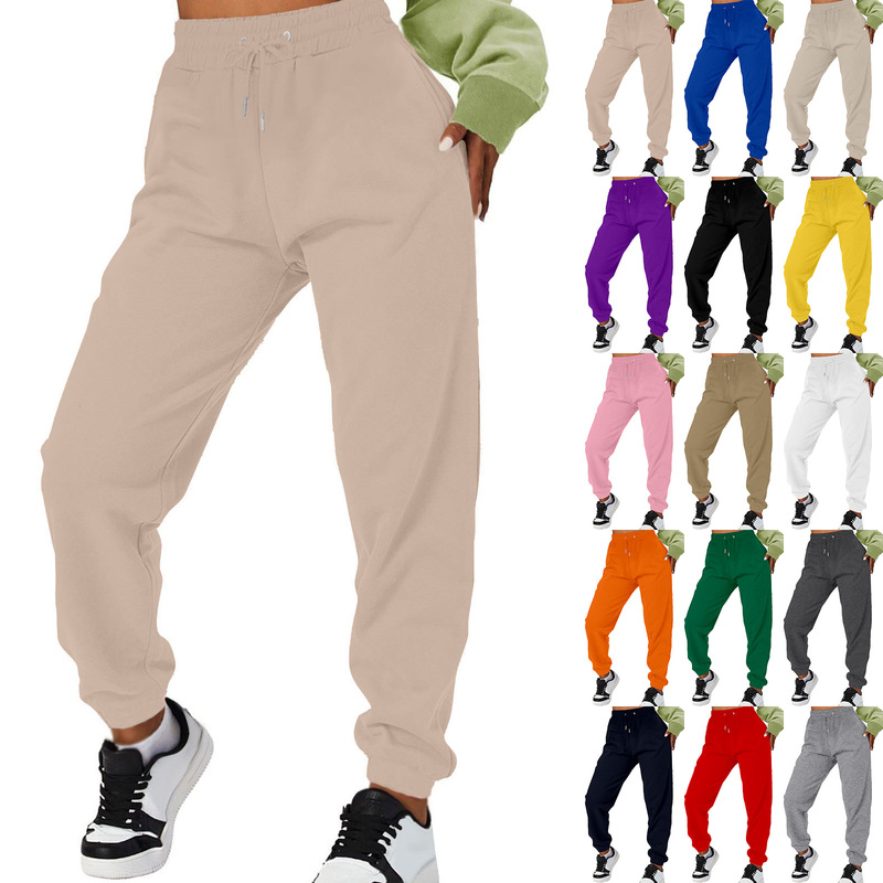 Amazon European and American Style High-Waisted Loose Sweatpants Comfortable High-Waisted Jogging Pants Fashion Casual Pants with Pockets