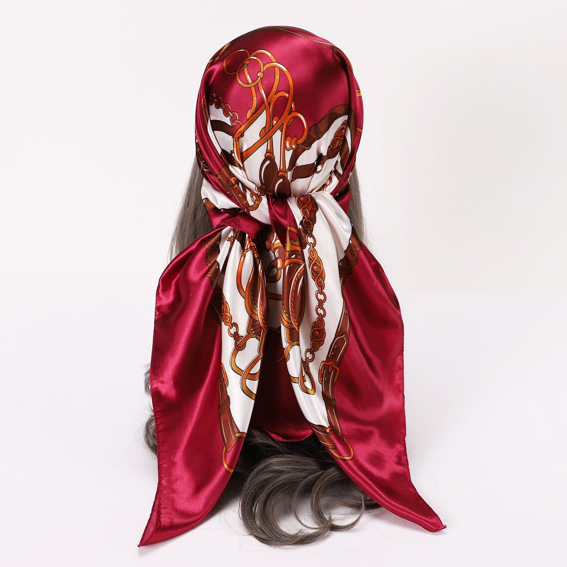 Women's Fashion Chains Print Satin Silk Scarves display picture 5