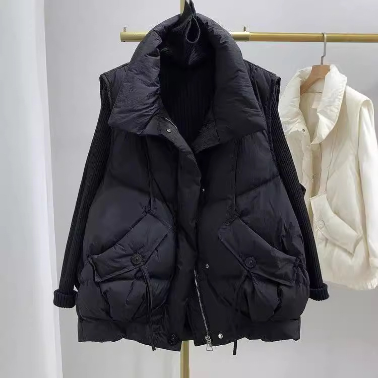 한국식 다운 코튼 패딩 재킷 조끼 여성 겉옷 입고 새 스타일 정품 디자인 외국 스타일 조끼