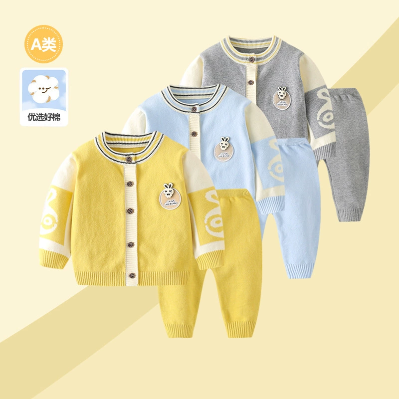 Children's autumn knitted sweater, cardigan, set, thermal underwear for early age, jacket, western style