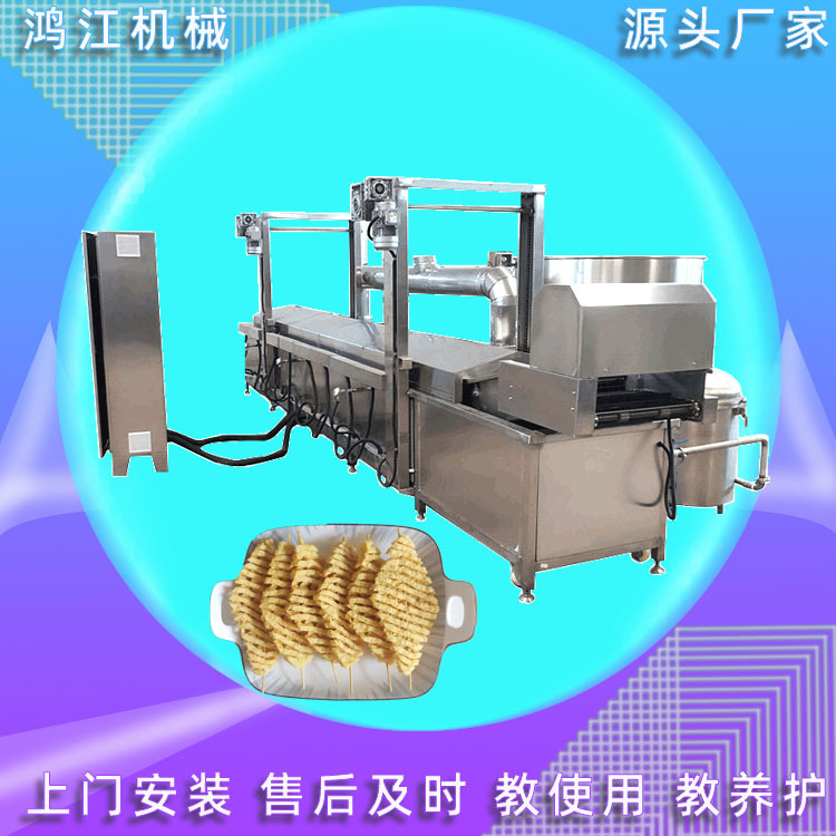 麻花油炸设备新款 隧道式豆泡油炸线 茴香小油条油炸机器厂家