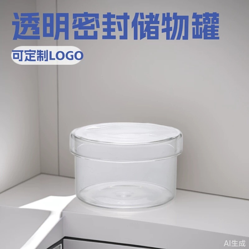 High Borosilicate Glass Sealed Jar with Transparent Lid for Storage and Cleaning