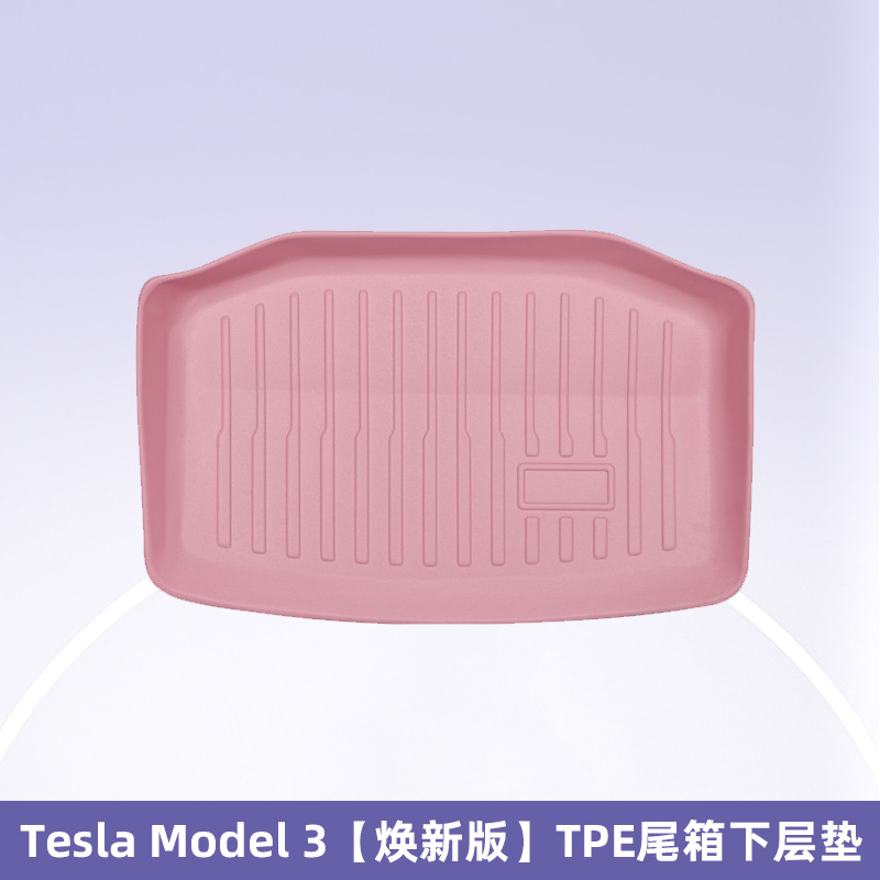 Para Tesla 2025 Modelo Y / 3 Nuevo 3D todo el tiempo TPE rosa almohadilla de pie cojín trasero