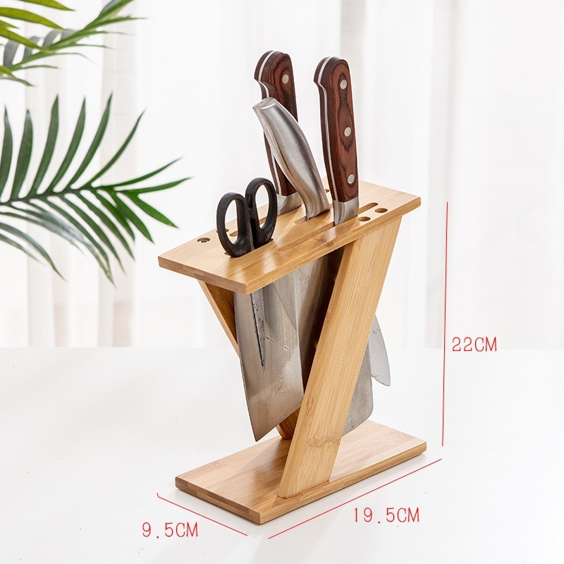 NAN Bamboo cuchillo de mesa de cocina cuchillo de verduras casero palillos jaula cuchillo de almacenamiento rack multifuncional cuchillo de inserción rack
