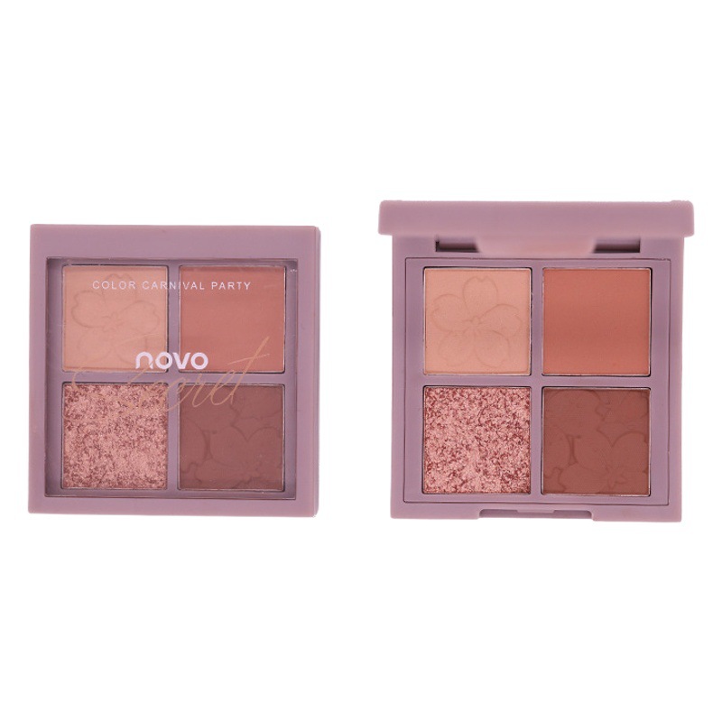 NOVO Sakura Story Four Color Eye Shadow Super Fire Glitter Small Bead Matte Portable Waterproof Cheap Earth Color Eye Shadow