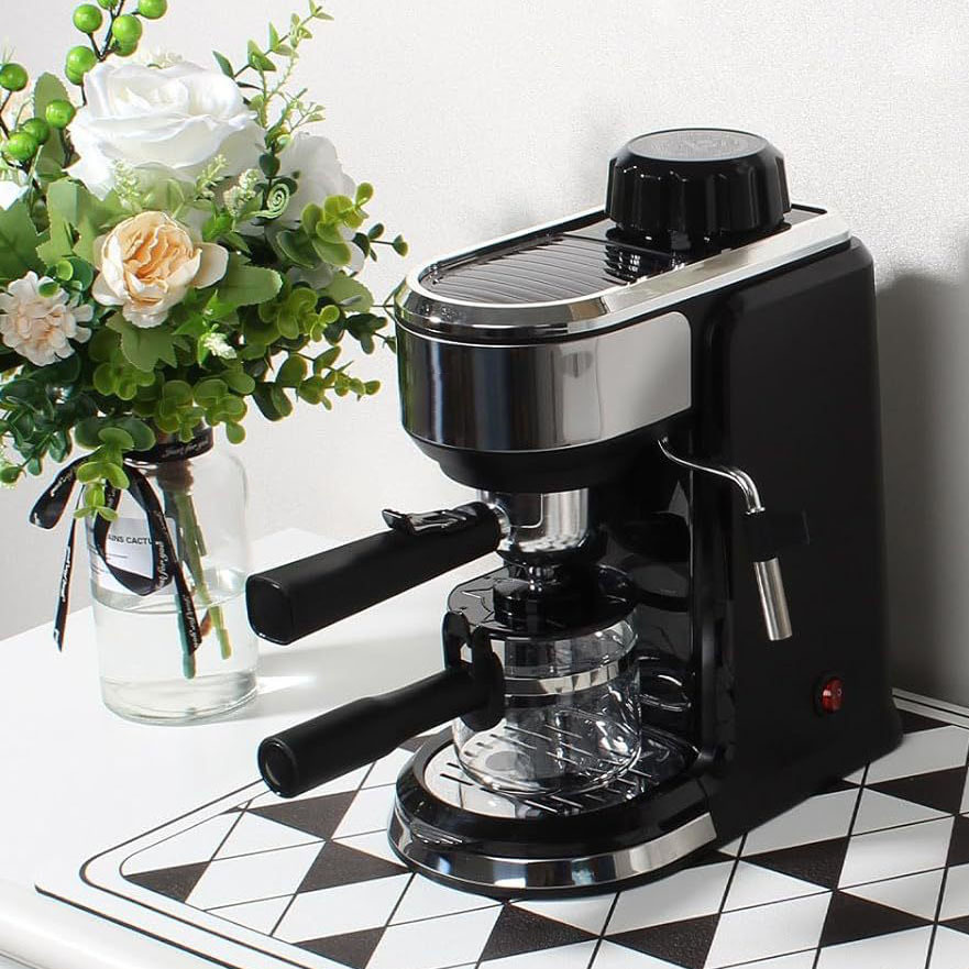 Máquina de café espresso semiautomática transfronteriza pequeña máquina de café espresso doméstica con burbujas de leche y caída de vapor