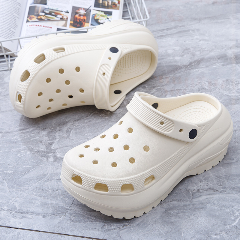 Summer New Women's Clogs EVA Soft Lightweight Outdoor Beach Shoes Closed Toe Breathable Thick Sole Height Increasing_voghion.com