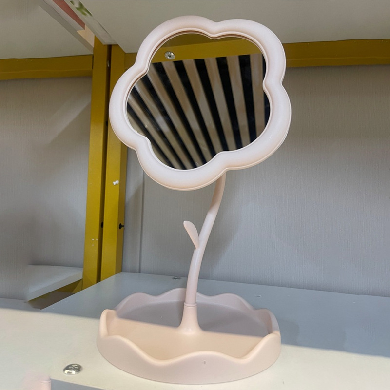 太陽の花のデスクトップの化粧鏡の寮の回転できる置物のデスクトップのプラスチックのかわいい化粧鏡の学生の高清の鏡