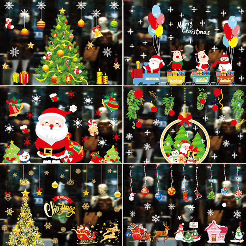 聖誕節貼紙窗貼靜電貼櫥窗玻璃貼2024亞馬遜跨境聖誕節裝飾品