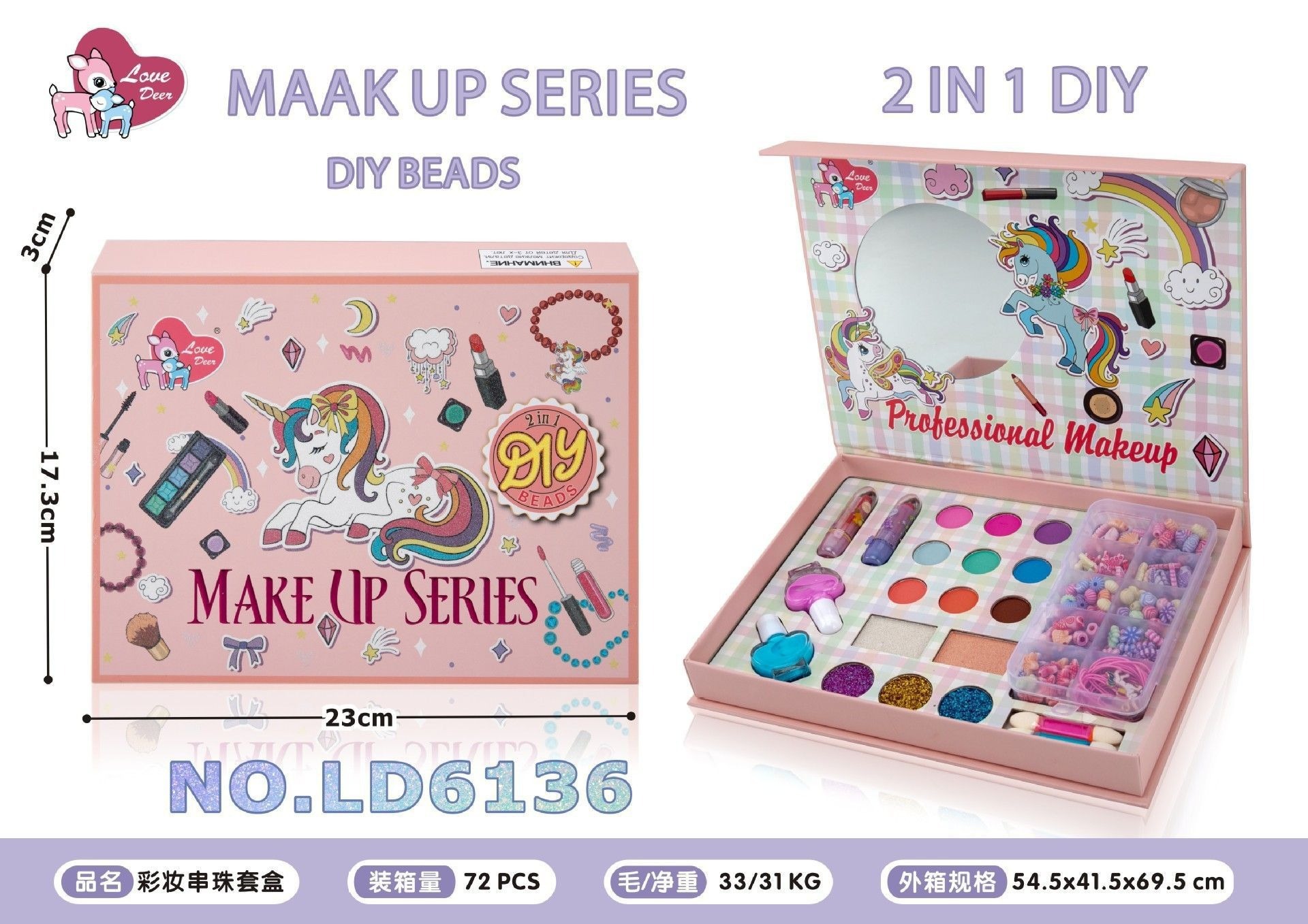 Set Portátil de Maquillaje de Juguete de Plástico, Portátil, para Juegos de Rol