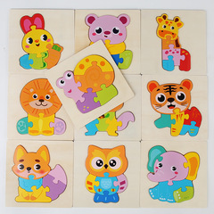 Wooden snap-together animal puzzle early education brain-teaser toy for boys and girls, kindergarten babies, jigsaw puzzle wholesale