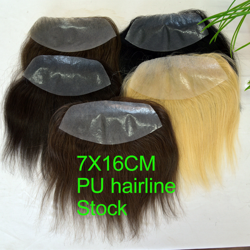 Traceless Ultra-Thin Transparent Pu Men's Real Hair Large Forehead Hairline Replacement Piece 7X16Cm Traceless Ultra-Thin Transparent Pu Men's Real Hair Large Forehead Hairline Replacement Piece 7X16Cm