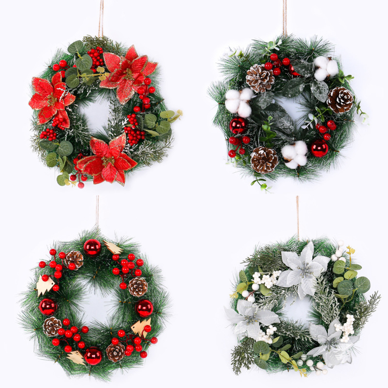 恒冲クリスマスシミュレーション松果花輪門掛クリスマス枯枝藤輪祝日松針花輪装飾用品|undefined