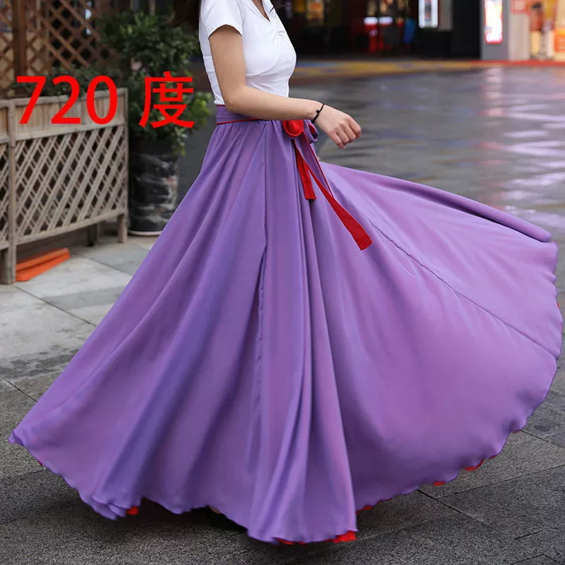 Двусторонняя одежда 10 метров большое платье новая шифоновая юбка с высокой талией танцевальное платье Весна и осень