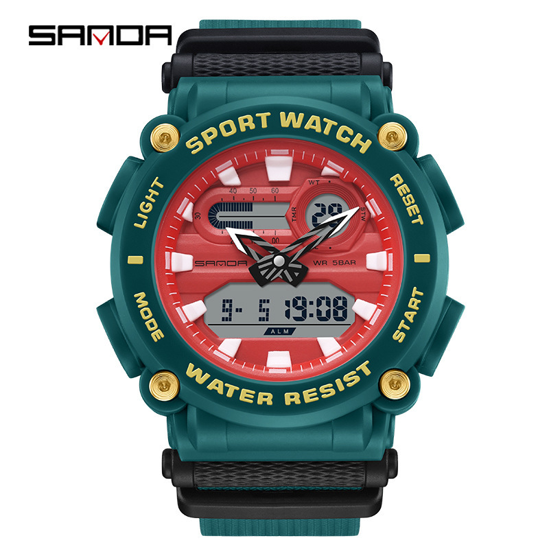 SANDA 3139 reloj electrónico multifuncional deportes al aire libre luminoso impermeable reloj de hombre simple reloj creativo