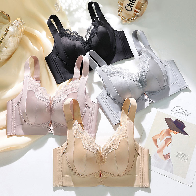 Adjustable Satin Bra Modal Care Underwear Live Streaming Dropshipping Small Chest Push-Up Plus Size Bra Foreign Trade Cross-Border