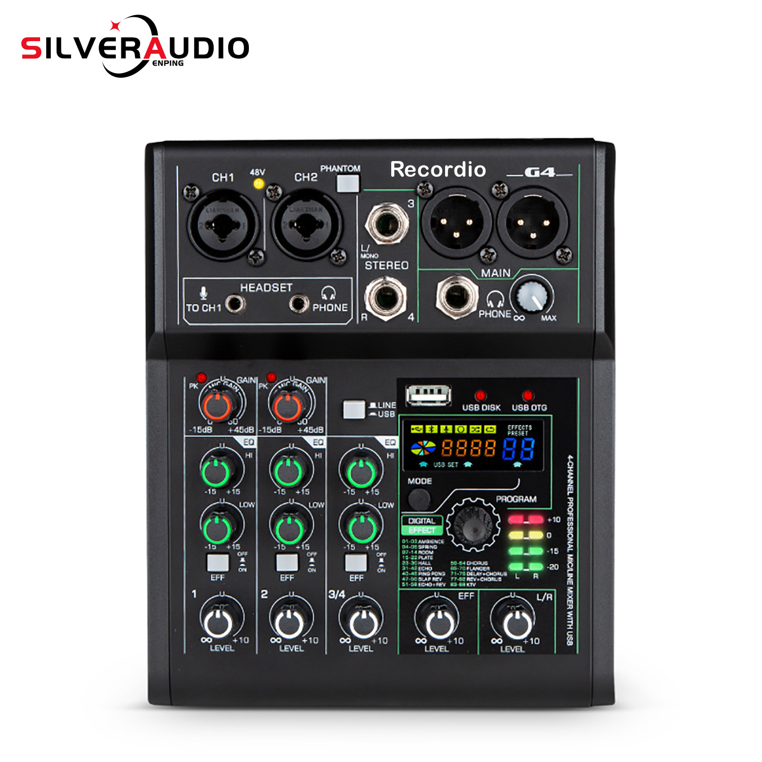 G4调音台USB声卡套装小型迷你专业手机电脑直播家用蓝牙数字混响