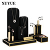 Black jewelry, stand, necklace and earrings, ring, high-end accessory, light luxury style