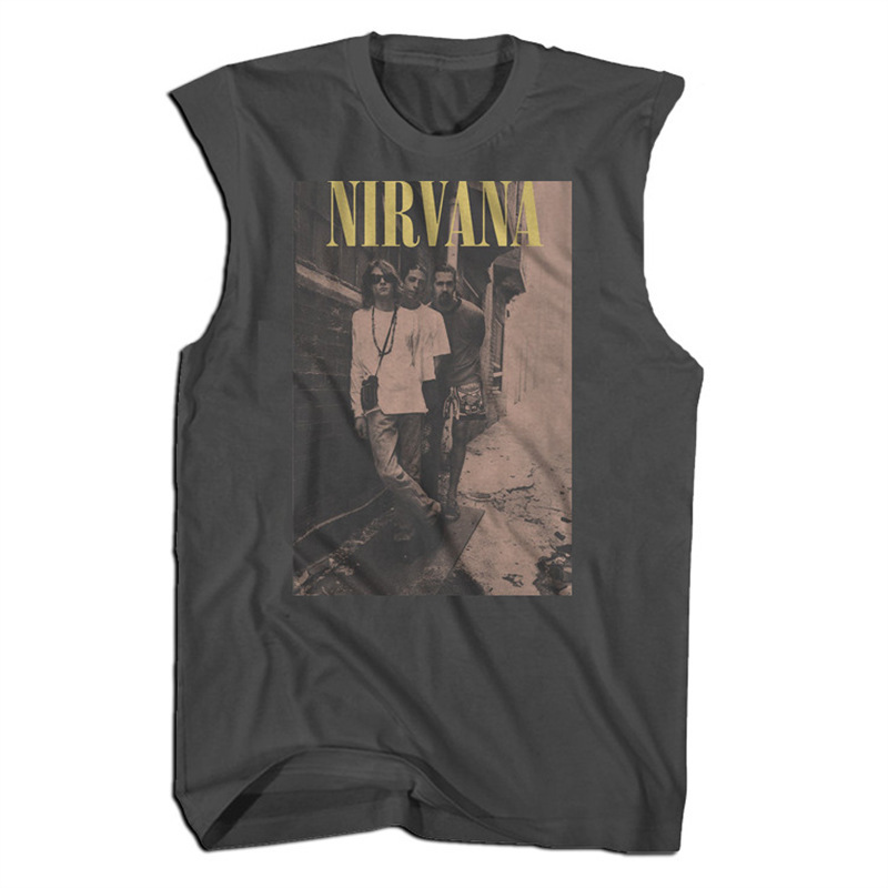 Nirvana band rock sleeveless T-shirt, Kurt Cobain men's loose sleeveless tank top T-shirt Nirvana band rock sleeveless T-shirt, Kurt Cobain men's loose sleeveless tank top T-shirt