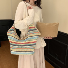 腋下包女士彩虹草编包2025新款女包时尚通勤单肩包慵懒风托特包包