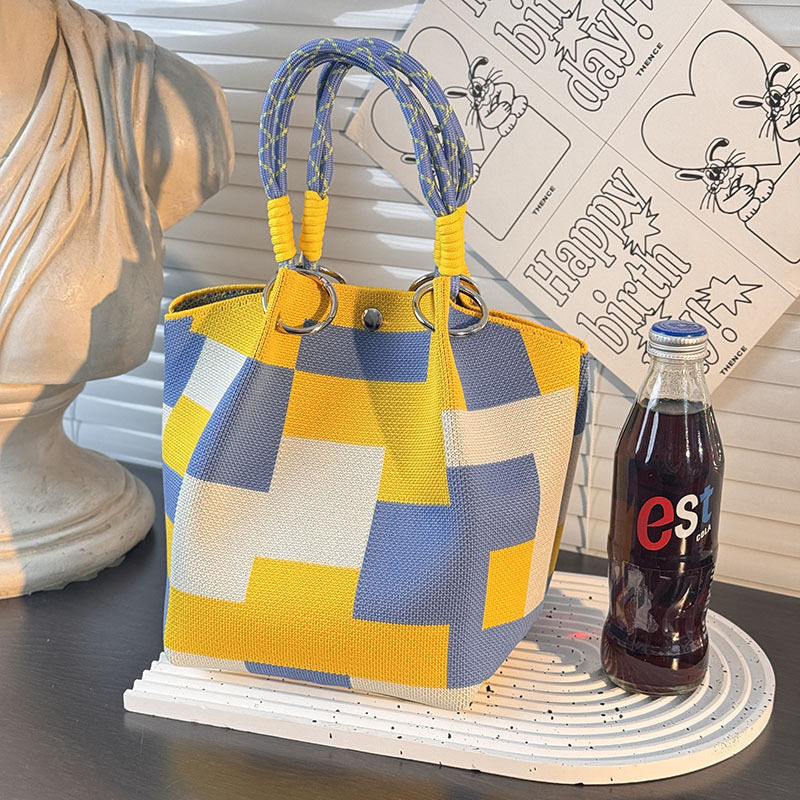 Bolsos de punto japoneses y coreanos cuidadosamente seleccionados, portátiles para el trabajo y salidas, bolsos tote de gran capacidad, bolsos tote para ir al trabajo, bolsos pequeños cuadrados. image 53