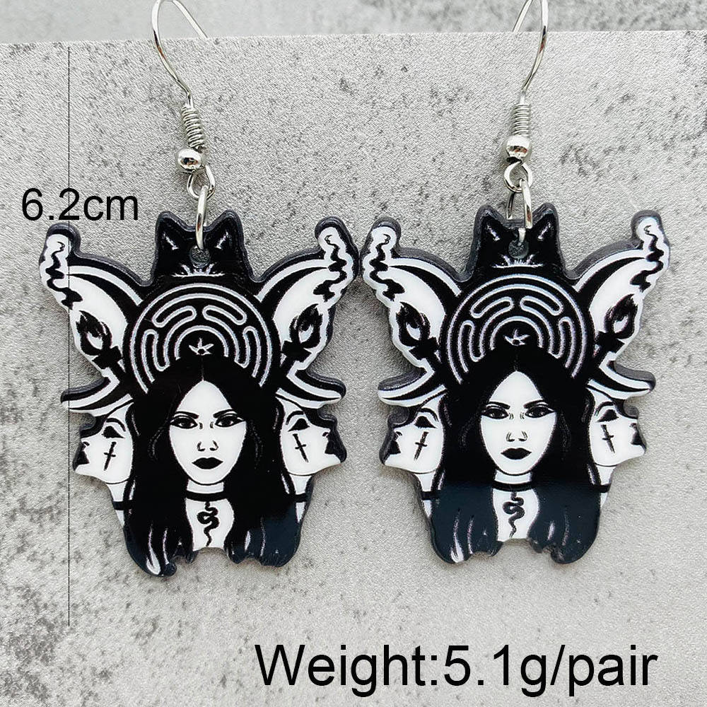 10g Weight Drop Earrings Classification 1 Pair Quantity Street Occasion Acrylic Material Halloween Festival Cartoon Character Pattern Women's Gender Cartoon Style Style 1 Pair Cartoon Style Cartoon Character Arylic Drop Earrings 10