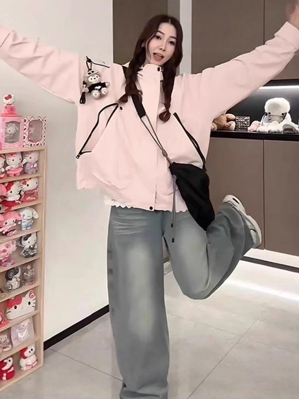 韩系设计感连帽工装外套女2025早秋新款宽松显瘦小个子百搭冲锋衣|undefined