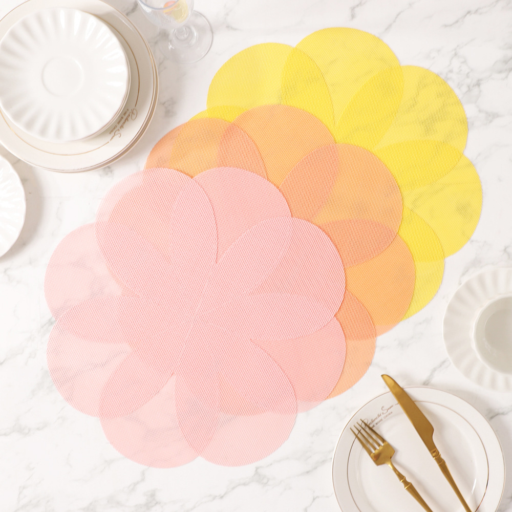 Nuevo tipo de PVC flor doble capa compuesto almohadilla de mesa almohadilla de mesa de mesa de mesa occidental almohadilla de tela almohadilla de mesa para estudiantes de primaria almohadilla de mesa a prueba de quemaduras