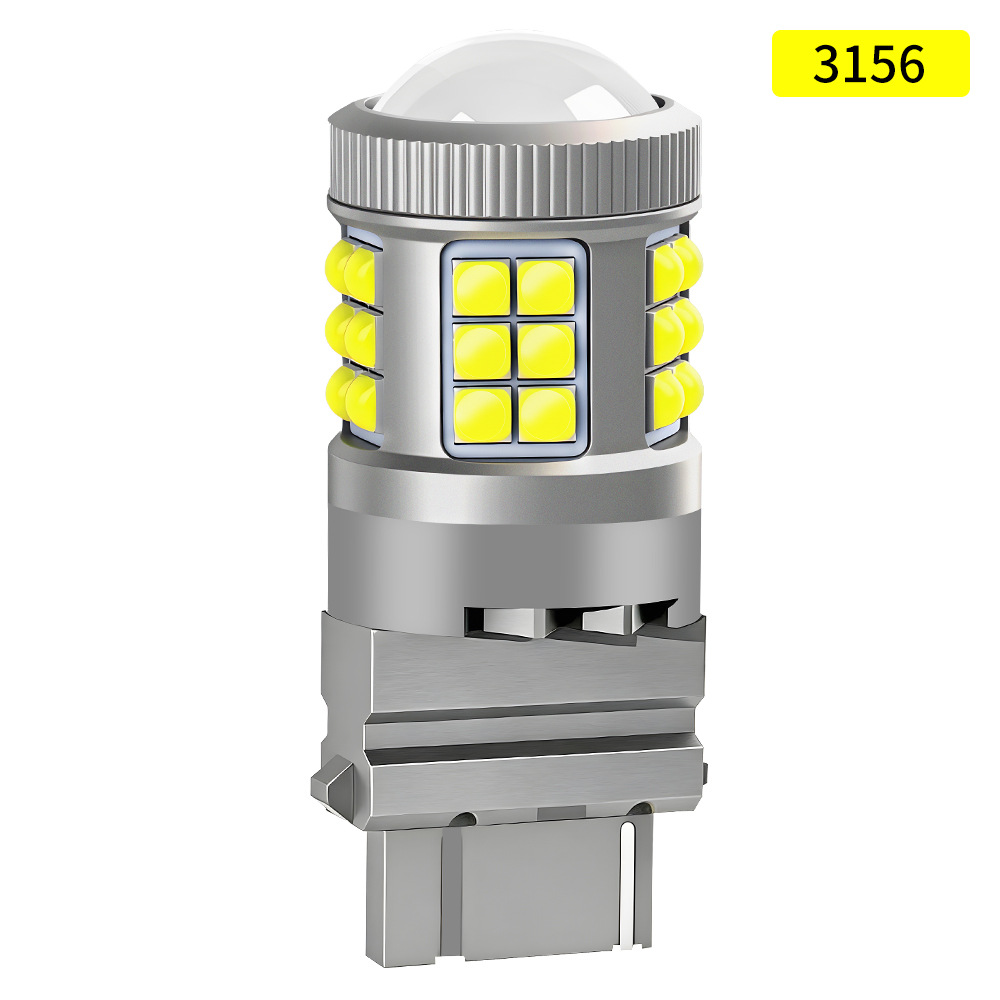 lámpara de automóvil LED de alto brillo luces de dirección luces de marcha atrás 1156-33SMD - 3030 chip convexo con lente luz de freno