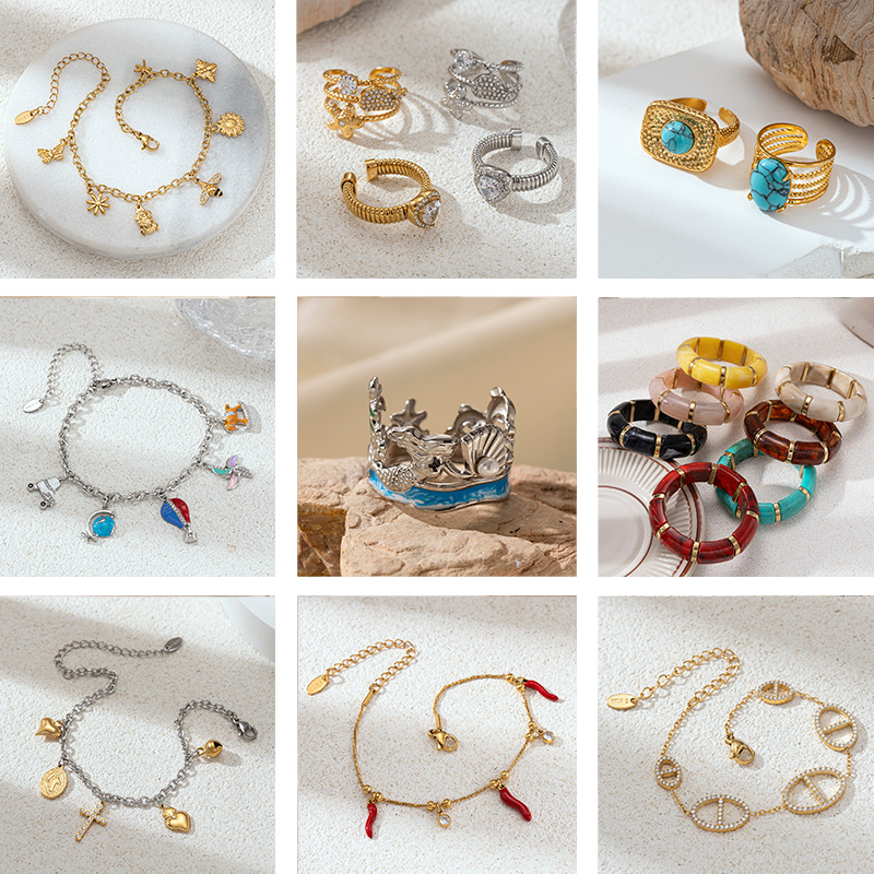 Alta Europa y los Estados Unidos transfronterizos de acero inoxidable 5A Zircon Cruz amor multi-accesorios colección de joyas de pulseras DIY