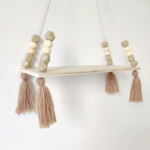 INS Nordic style macaron octagonal beads tassel storage rack wall hanging e children's room creative home storage plywood