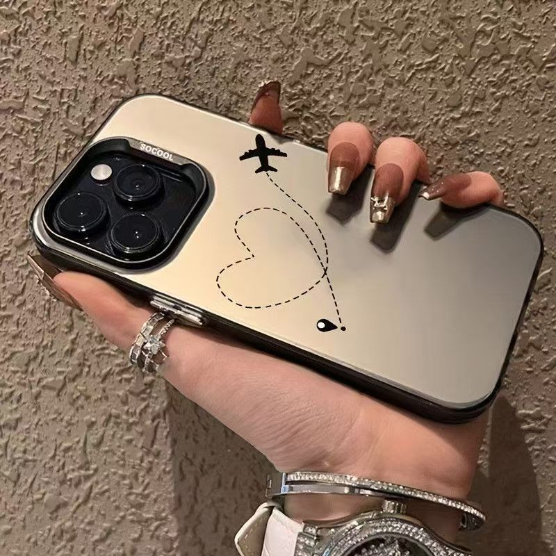 Love Airplane aplicable a la carcasa del teléfono móvil Apple 16Promax, carcasa de gas personalizada iPhone15/14/13 texto 12
