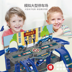 Police Parking Toys Fire Engine Multi-layer Slide Track Car for Boys Handheld Small Car Model 9322-00