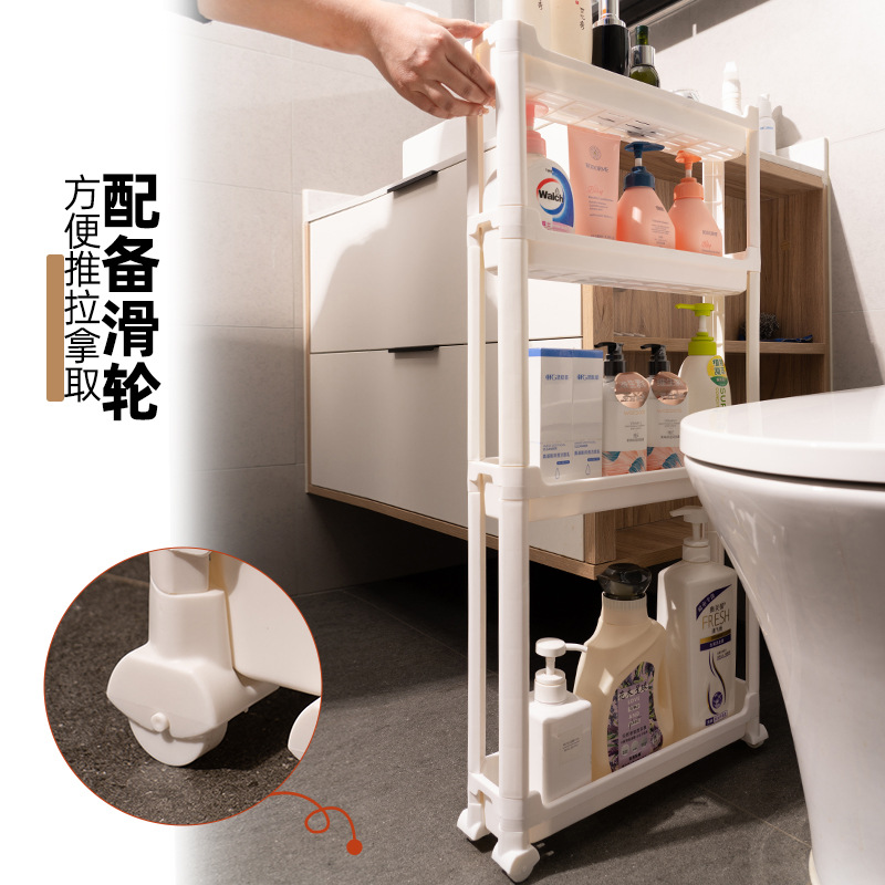 Puerta del baño trasero estrecho estante de almacenamiento inodoro hueco piso carro baño hueco estante puerta almacenamiento artefacto