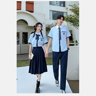 夏季学院风JK制服套装情侣款短袖衬衫百褶裙校服班服初高中学生装