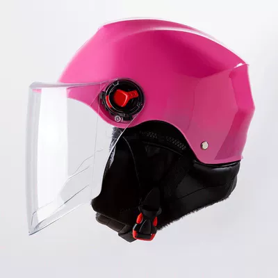 Anti-Fog, Warm and Safe Full-Face — Motosiklet kaskı (dəbilqə) - half-helmet-pink-removable-scarf-one-size-fits-all