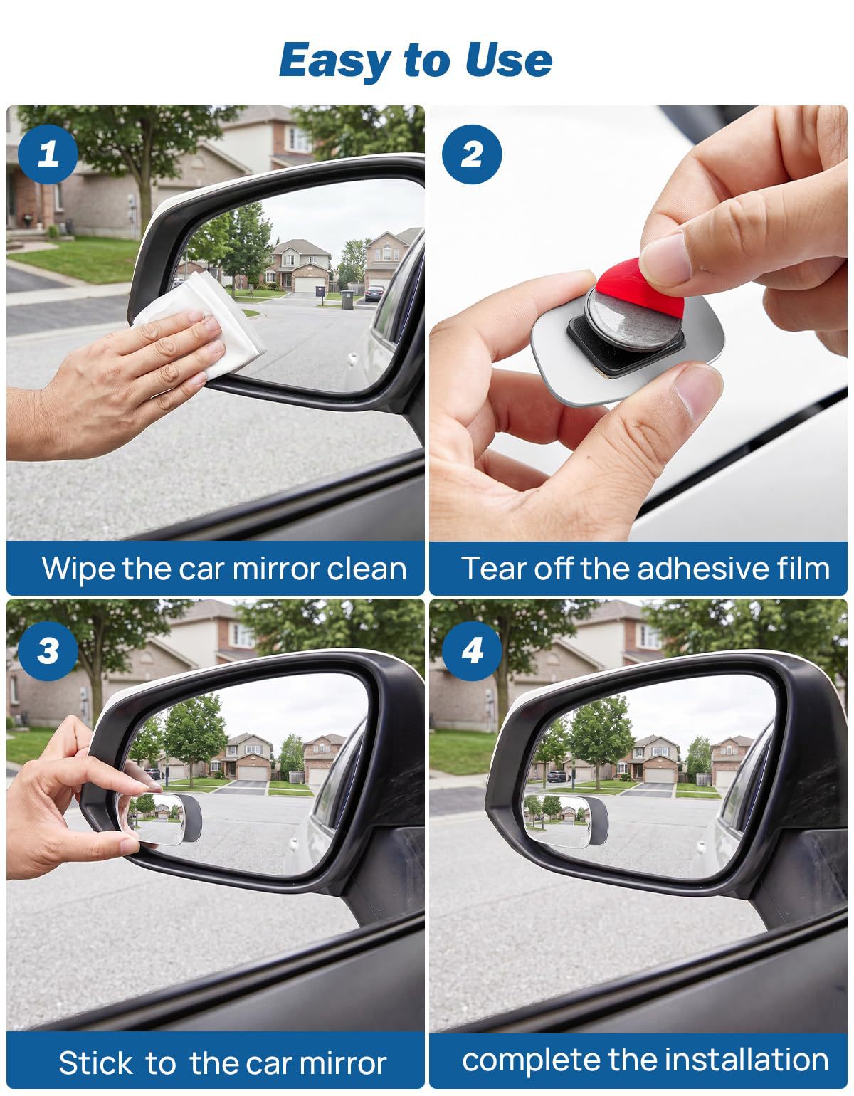 Blind Spot Mirror 2-Pack High-Definition Frameless Convex Glass for Wide-Angle Vision and Safer Lane Changes