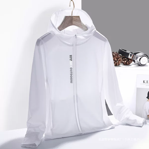 Upf50+ Summer Sun Protection Clothing, Hooded, Anti-Uv, Breathable, Cool-Feeling Jacket, Lightweight Outdoor Skin Clothing for Men and Women